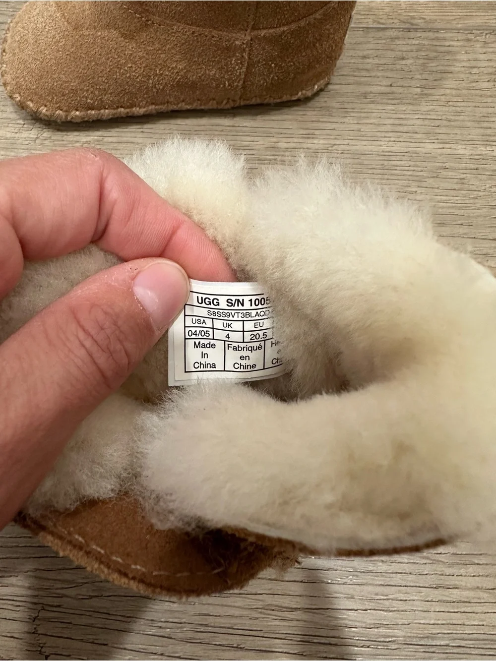 Ugg Caden 4/5 Baby Shearling Lined Suede Baby Booties — Camel chestnut brown tan